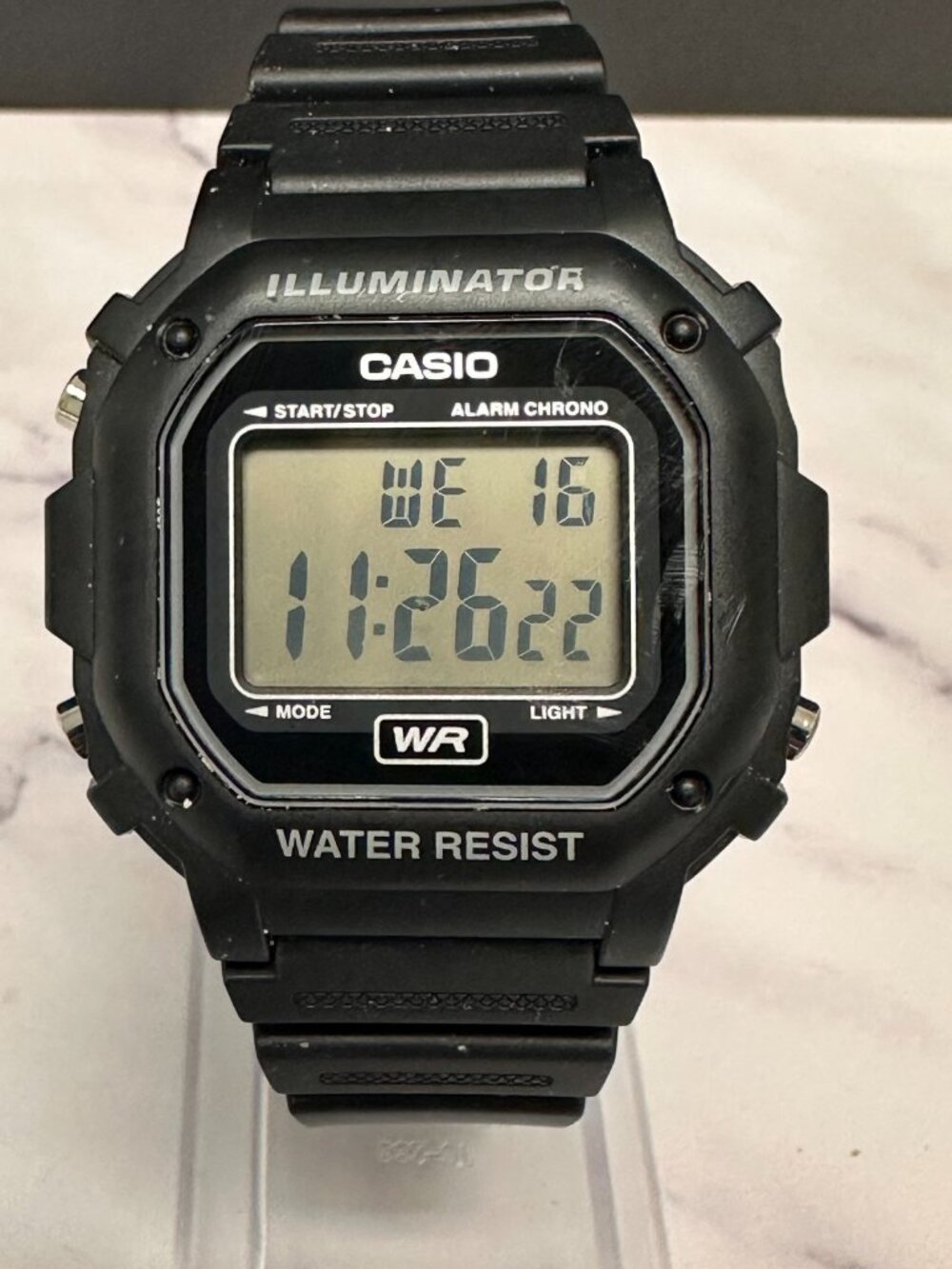 Casio Digital Watch Men Black F-108WH Square Dial 42MM Backlight New Battery 10"